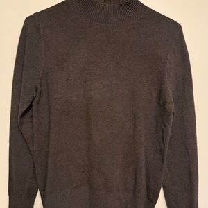 Womens Dark Gray Mock Neck Sweater